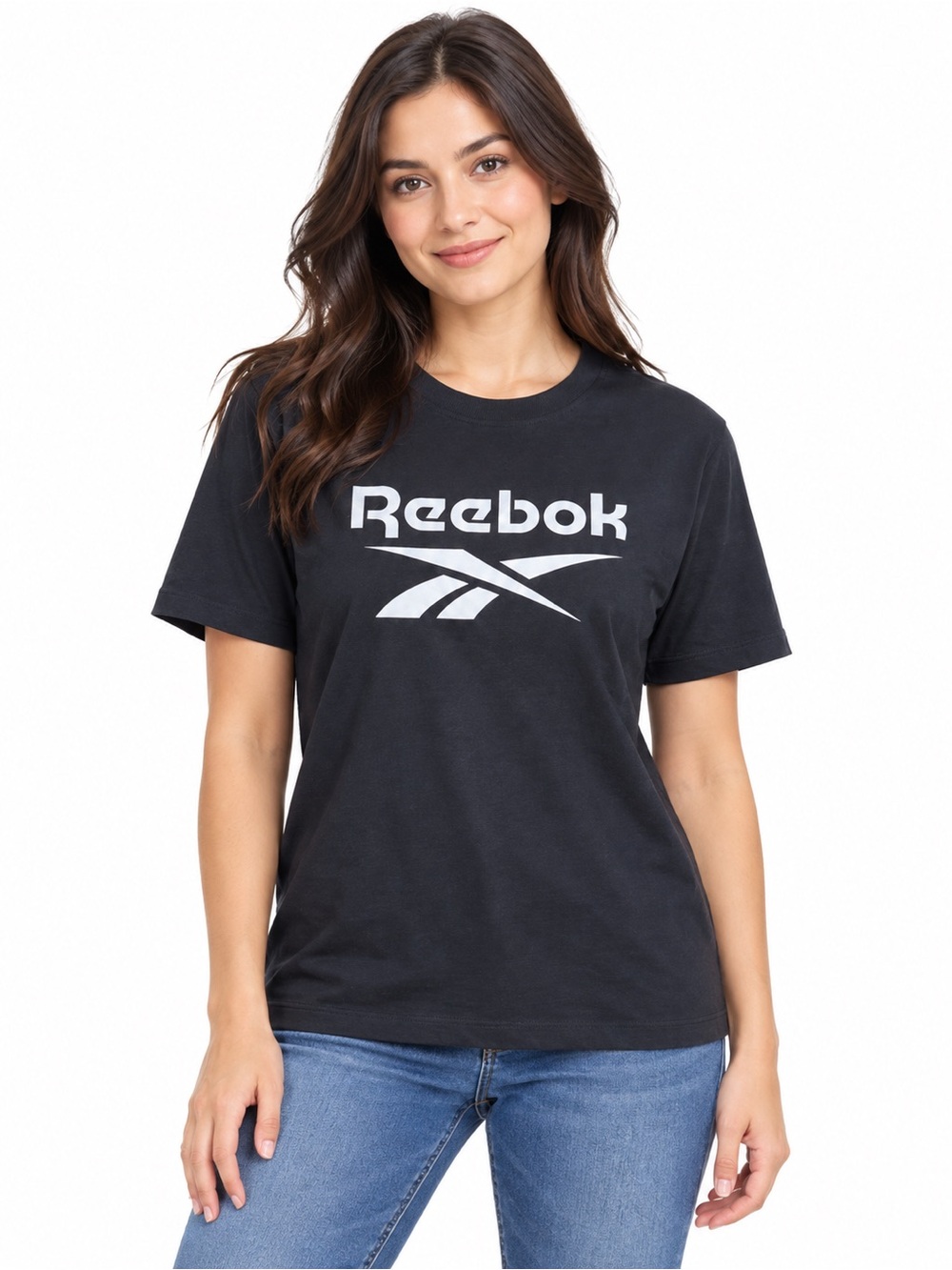 Reebok Black Short-Sleeve Logo Crew Tee